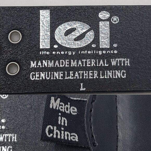 L.E.I. Black Double Grommet Belt Sz L Leather Lined‎ Studded Punk Emo Steampunk main image 8
